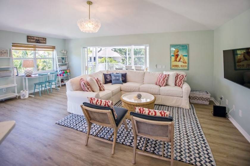 Living area inside Sanibel Island vacation rental